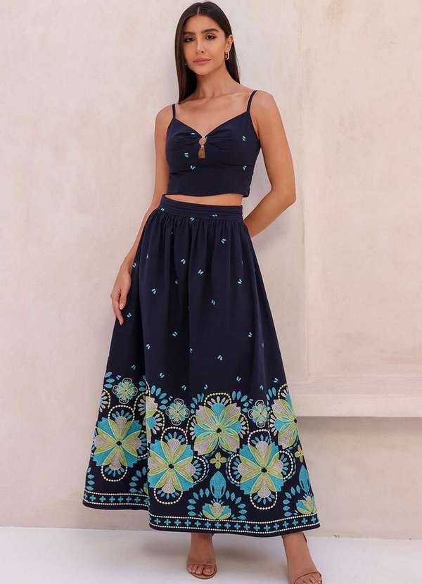 Dot Clothing - Conjunto Dot Clothing Gaia Bordado Azul Azul