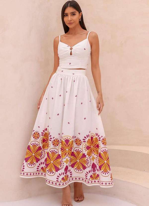 Dot Clothing - Conjunto Dot Clothing Gaia Bordado Off White Branco