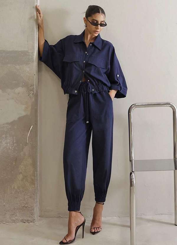 Dot Clothing - Conjunto Dot Clothing Liz Blusa e Calca Jogger Azul