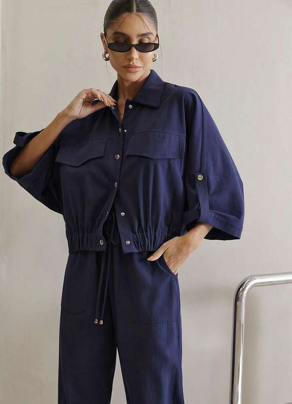 Dot Clothing - Conjunto Dot Clothing Liz Blusa e Calca Jogger Azul 3