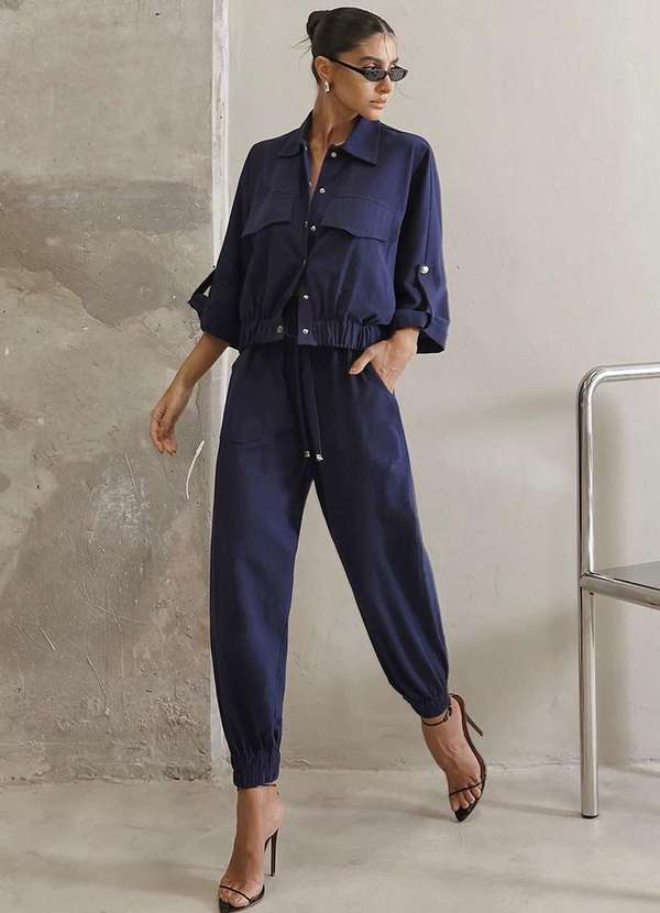 Dot Clothing - Conjunto Dot Clothing Liz Blusa e Calca Jogger Azul 6