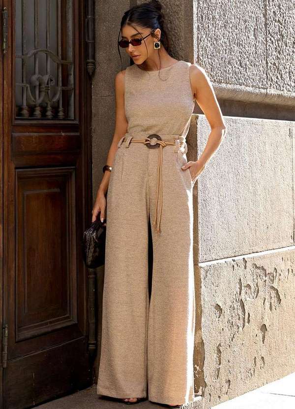 Dot Clothing - Conjunto Dot Clothing Malha Trico Bege