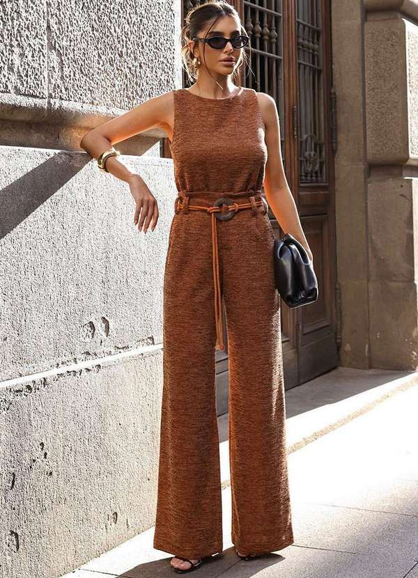 Dot Clothing - Conjunto Dot Clothing Malha Trico Marrom