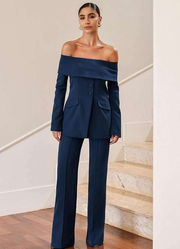 Dot Clothing - Conjunto Dot Clothing Mirela Alfaiataria Azul