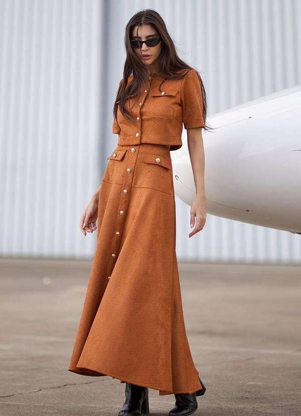 Saia Midi Saia Longa CamurÃ§a Saia Midi Franja Luk Modas