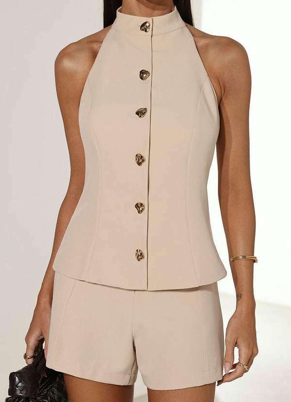 Dot Clothing - Conjunto Dot Clothing Tory Colete e Short Bege