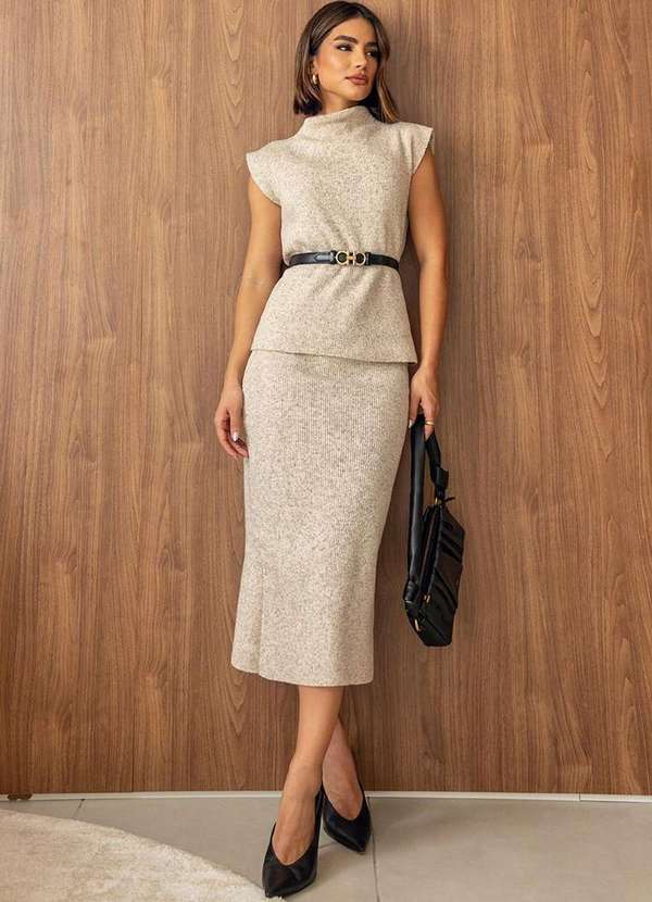 Dot Clothing - Conjunto Dot Clothing Tricot Midi Branco