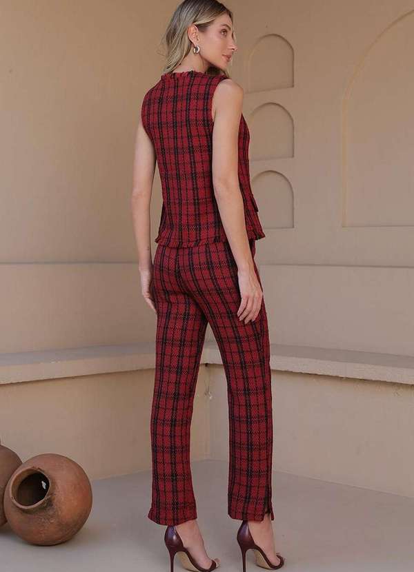 Dot Clothing - Conjunto Dot Clothing Tweedy Xadrez Vermelho Verde 2