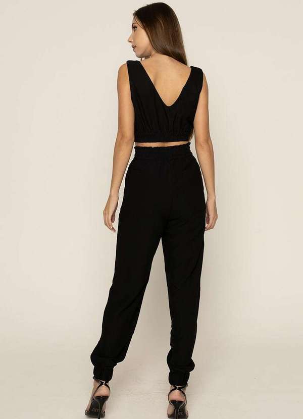 Limone - Conjunto Limone Cropped e Calca Preto 2