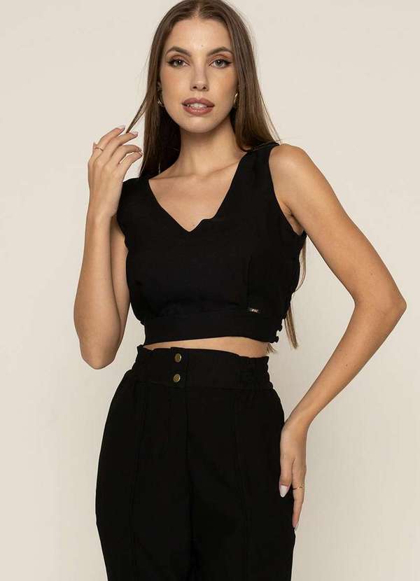 Limone - Conjunto Limone Cropped e Calca Preto 3