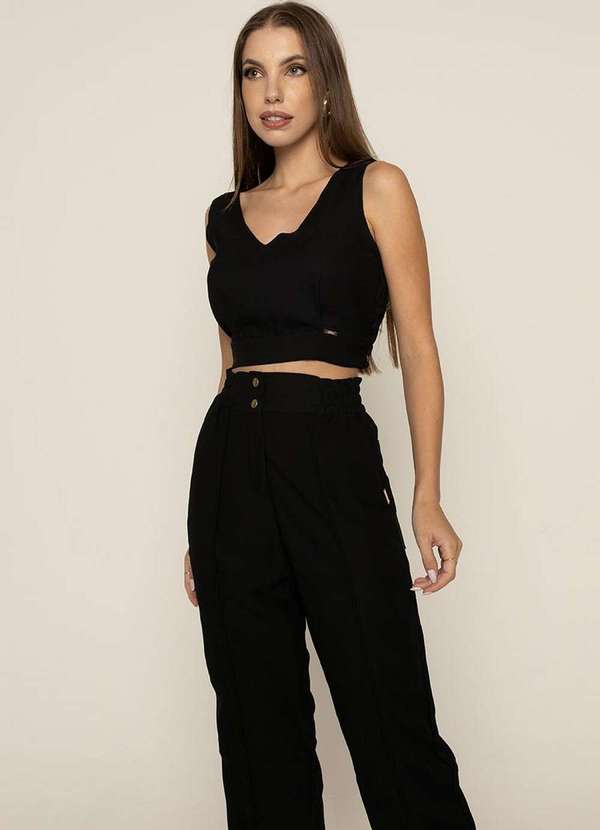 Limone - Conjunto Limone Cropped e Calca Preto 4