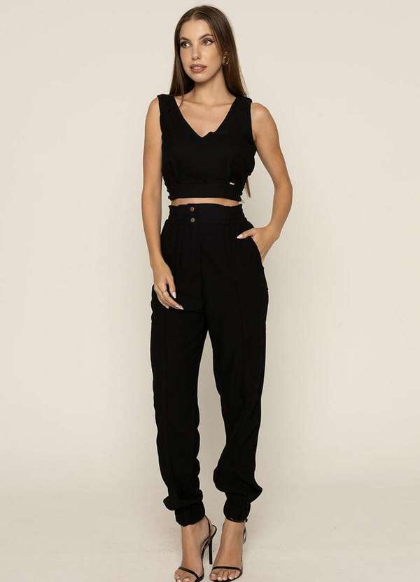 Limone - Conjunto Limone Cropped e Calca Preto 5
