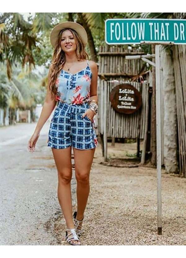 Limone - Conjunto Limone Cropped e Short Estampado Estampado