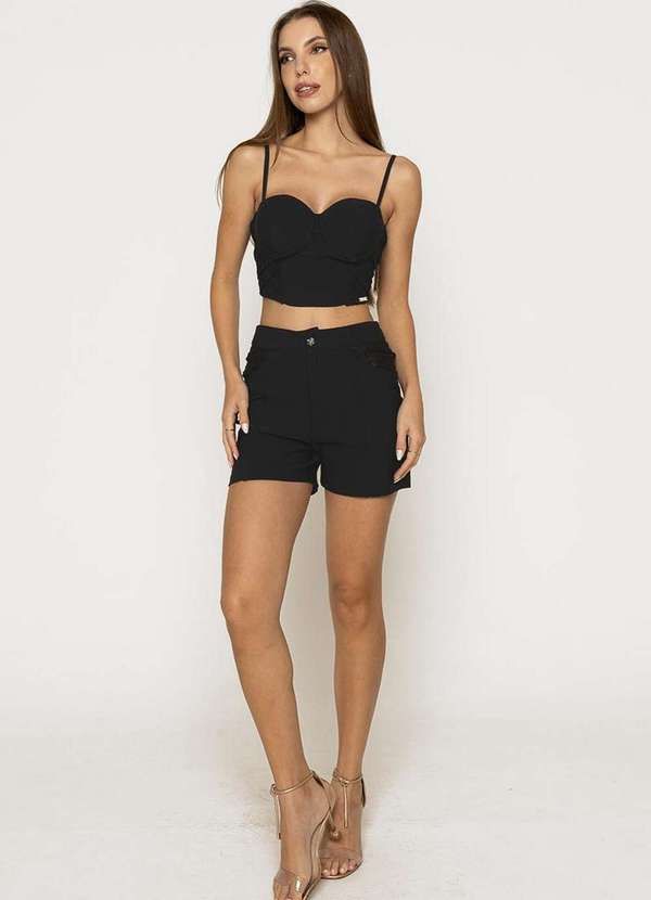 Limone - Conjunto Limone Cropped e Short Preto 3