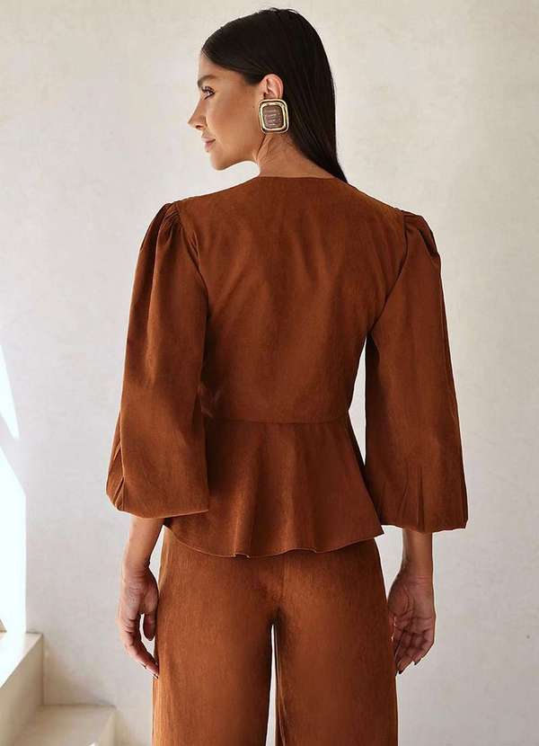 Dot Clothing - Conjunto Loreta Dot Clothing Blusa e Calca Marrom 2