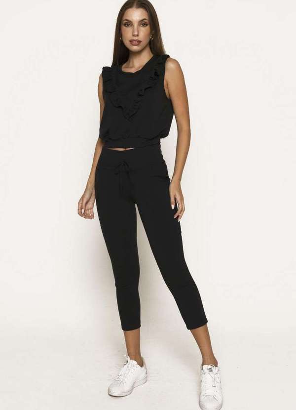 Miss Misses - Conjunto Miss Misses Babado Decote Preto