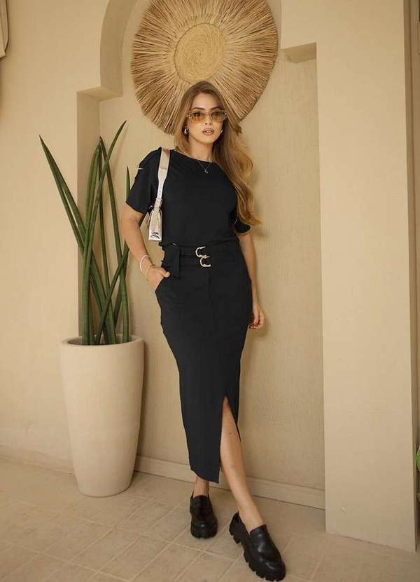 Miss Misses - Conjunto Miss Misses Isadora Blusa e Saia Preto 4