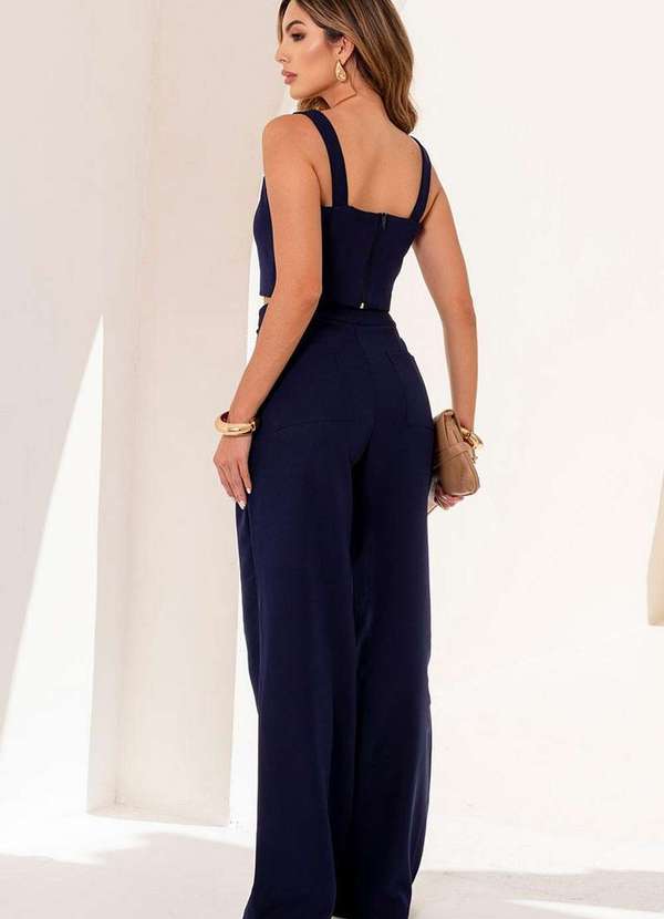 Miss Misses - Conjunto Tania Cropped e Calca C/Detalhe Metal Azul 2