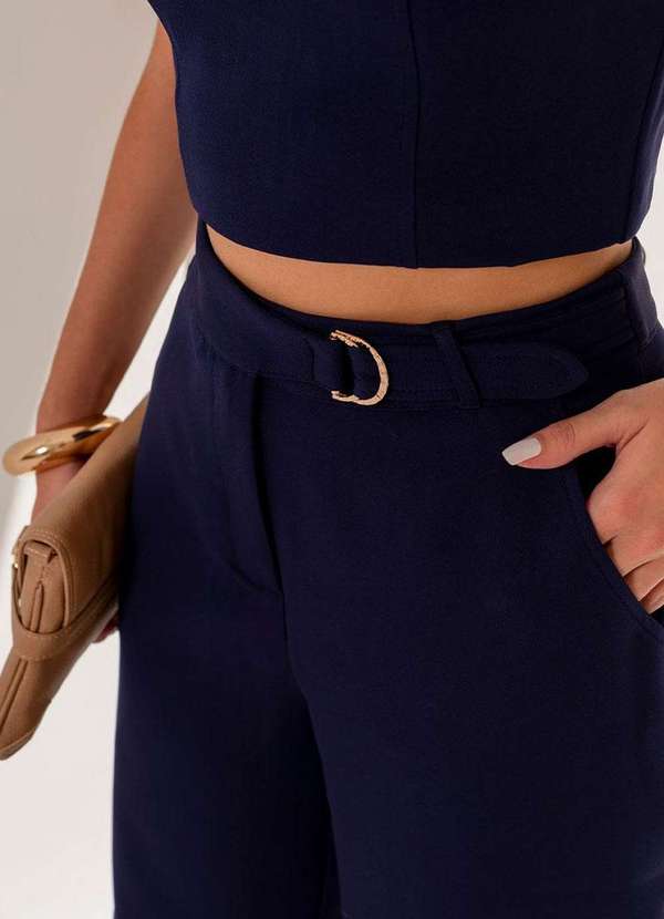 Miss Misses - Conjunto Tania Cropped e Calca C/Detalhe Metal Azul 7