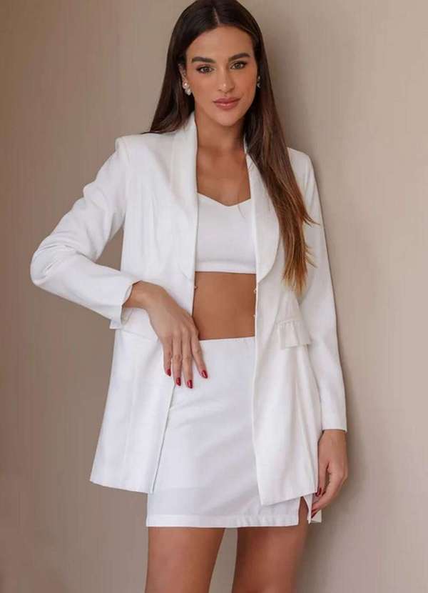 Dot Clothing - Trijunto Dot Clothing Blazer Saia e Cropped Branco 5