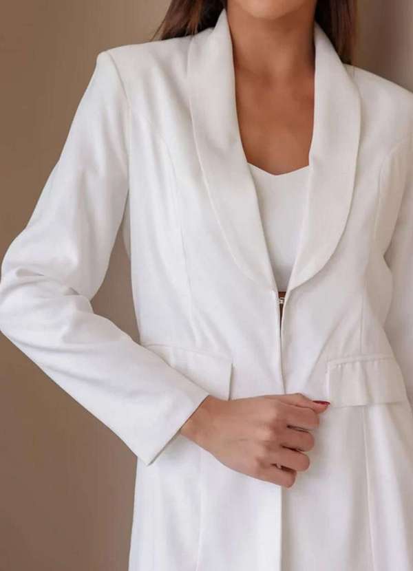 Dot Clothing - Trijunto Dot Clothing Blazer Saia e Cropped Branco 2