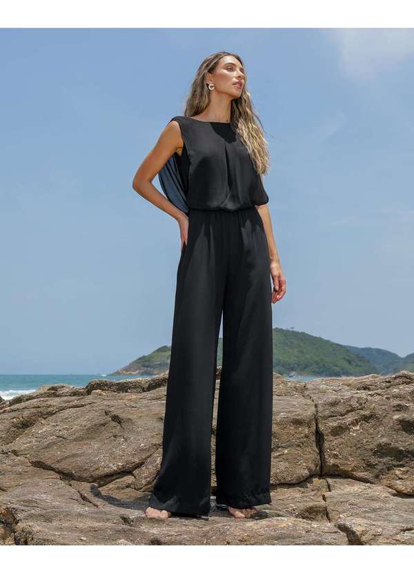 Dot Clothing - Macacao Dot Clothing Drapeado Preto Preto 10