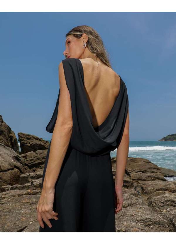 Dot Clothing - Macacao Dot Clothing Drapeado Preto Preto 2