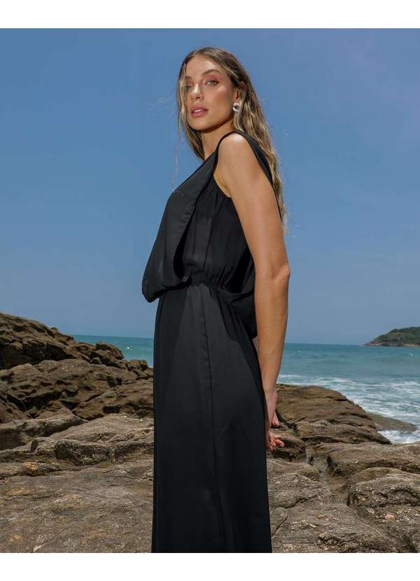 Dot Clothing - Macacao Dot Clothing Drapeado Preto Preto 7