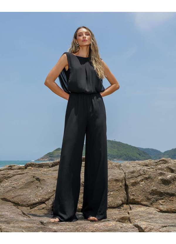 Dot Clothing - Macacao Dot Clothing Drapeado Preto Preto 9