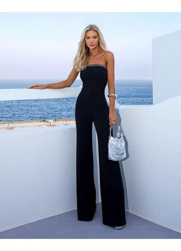 Dot Clothing - Macacao Dot Clothing Tomara que Caia Preto Preto