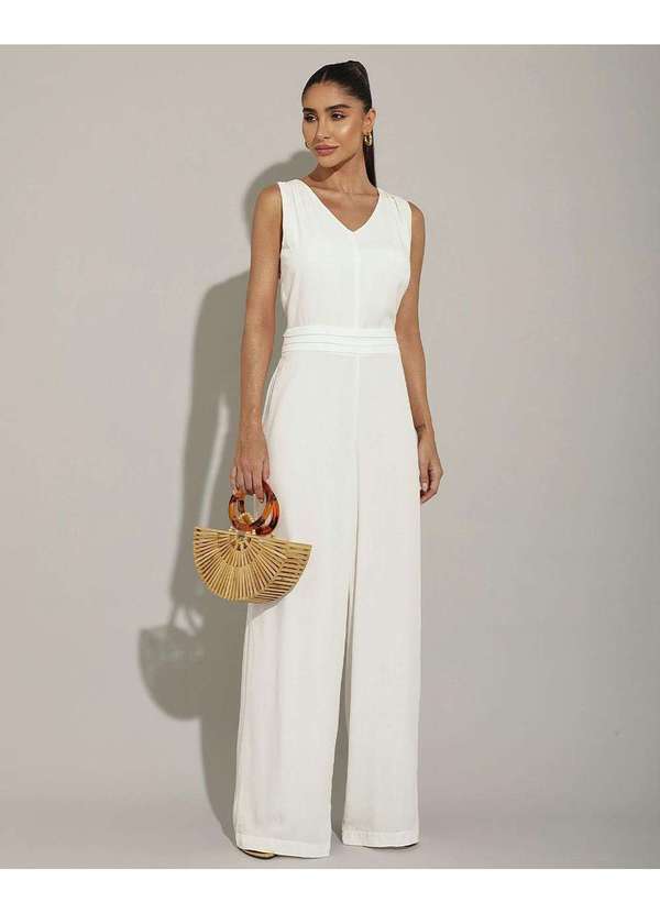 Miss Misses - Macacao Miss Misses Longo com Ziper Off White Branco