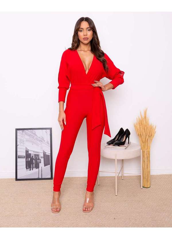 Miss Misses - Macacao Miss Misses Manga Morcego Vermelho Vermelho