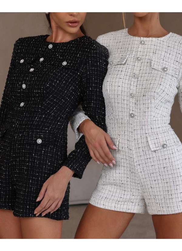 Dot Clothing - Macaquinho Dot Clothing Tweed Preto Preto 8