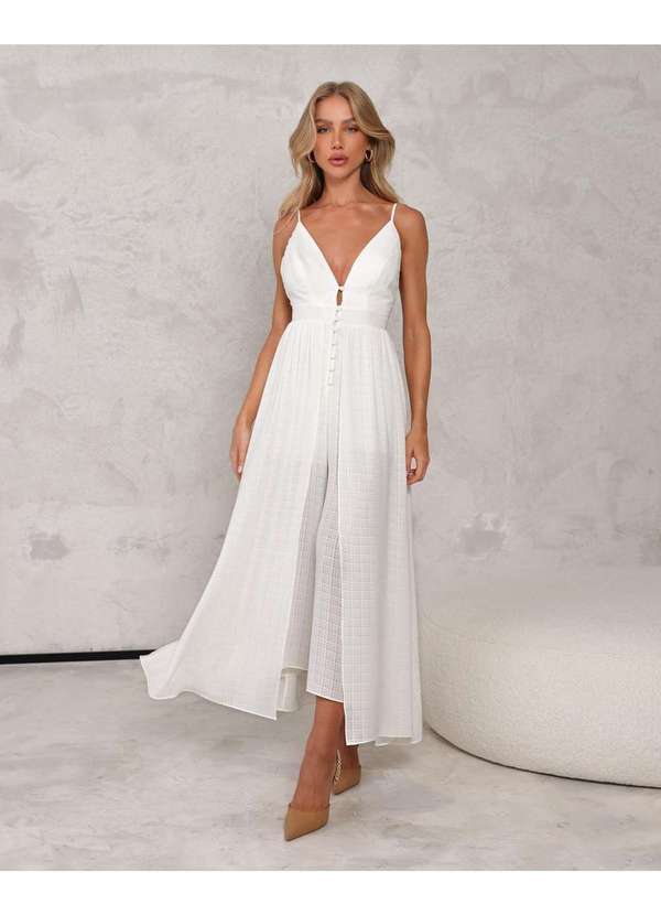 Dot Clothing - Vestido Macacao Dot Clothing Offwhite Branco