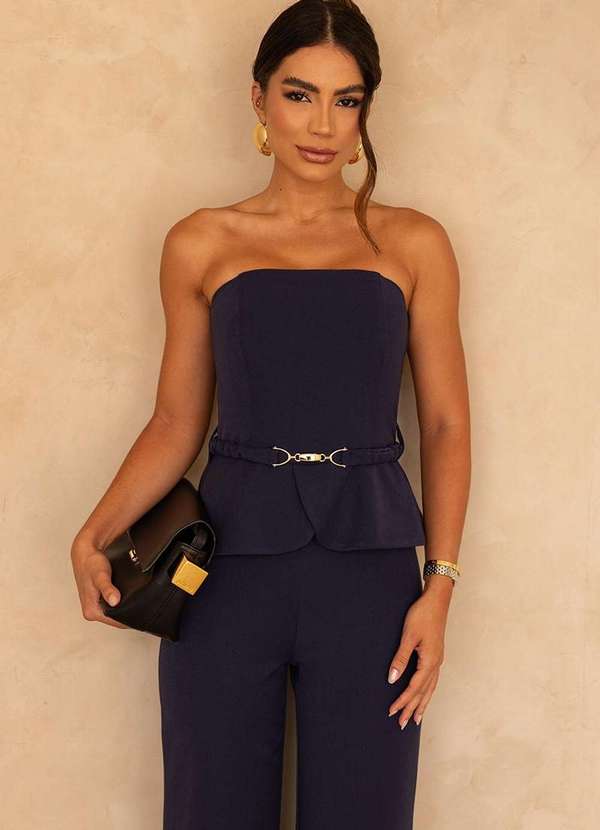 Dot Clothing - Macacao Dot Clothing Lais Detalhe Fivela Azul 3