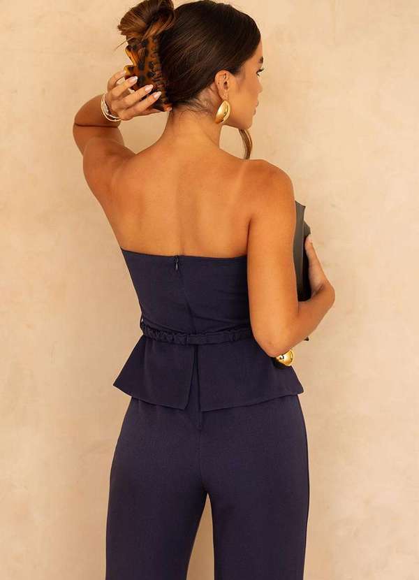 Dot Clothing - Macacao Dot Clothing Lais Detalhe Fivela Azul 5