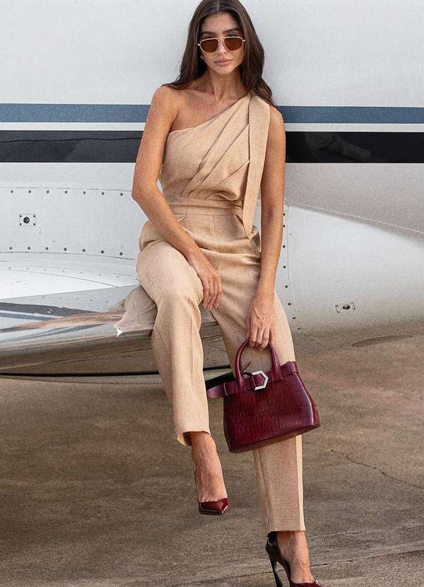 Dot Clothing - Macacao Dot Clothing Ombro Unico Bege 7