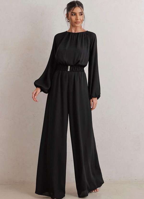 Dot Clothing - Macacao Dot Clothing Pantalona Preto