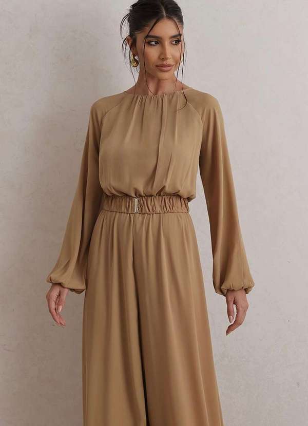 Dot Clothing - Macacao Dot Clothing Pantalona Bege 3