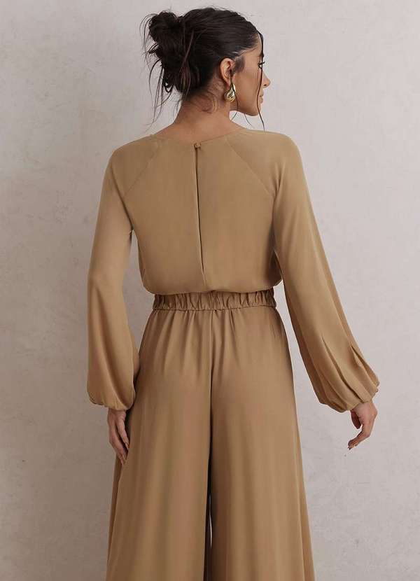 Dot Clothing - Macacao Dot Clothing Pantalona Bege 6