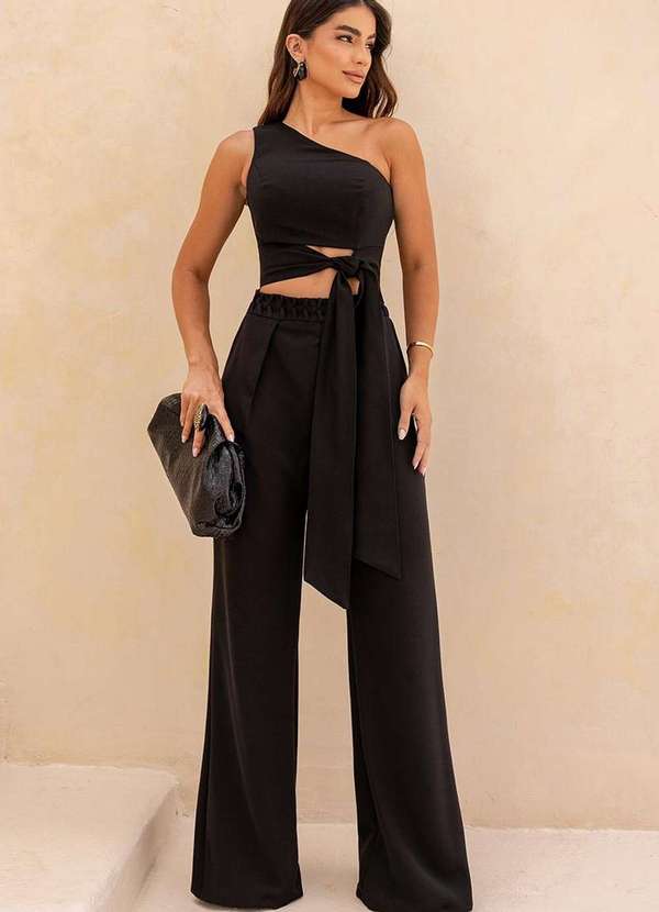 Dot Clothing - Macacao Katia Dot Clothing Detalhe Amarracao Preto