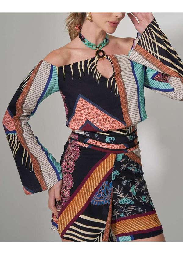 Cashier - Macaquinho Cashier com Detalhe Estampado Preto 3