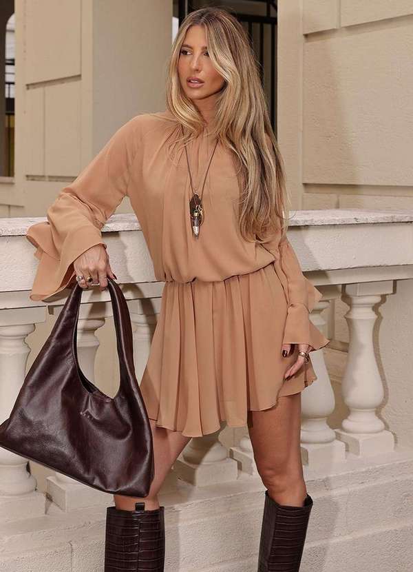 Dot Clothing - Macaquinho Dot Clothing Manga Babado Bege 7