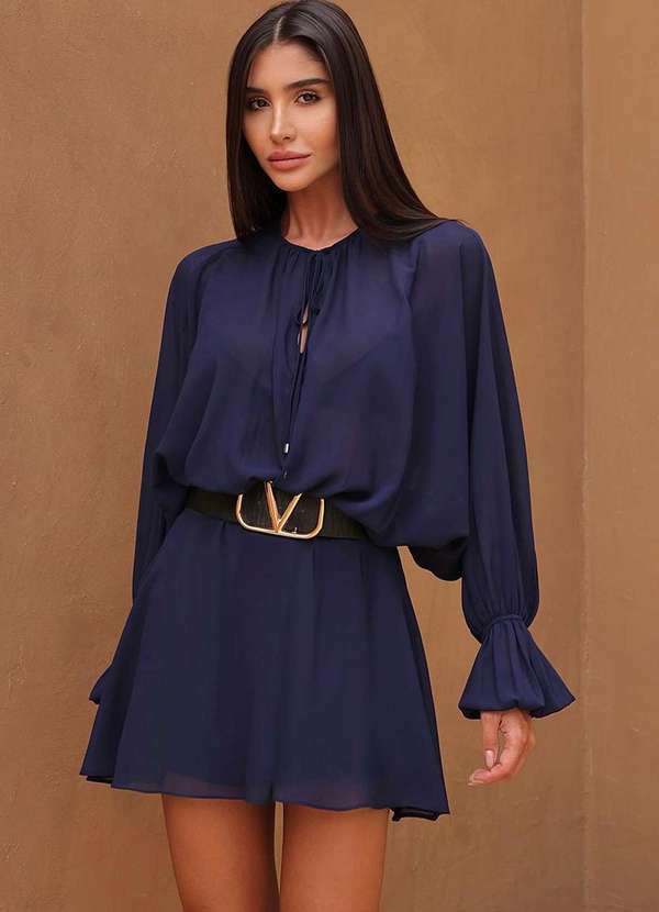 Dot Clothing - Vestido Macaquinho Dot Clothing Azul