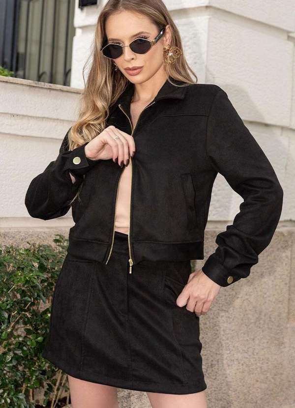 Miss Misses - Saia Julieta C/Recorte e Bolso Preto