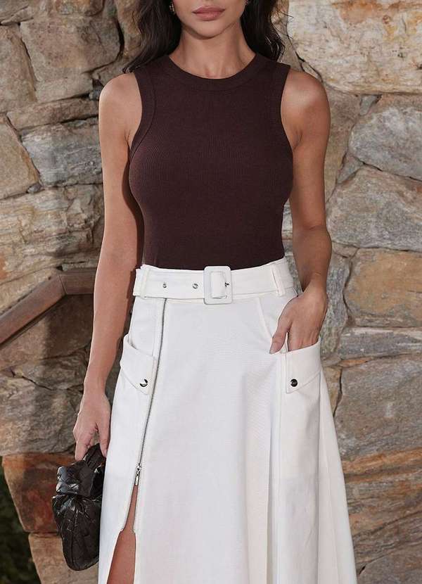 Dot Clothing - Saia Longa Dot Clothing Sarja Off White Branco 3