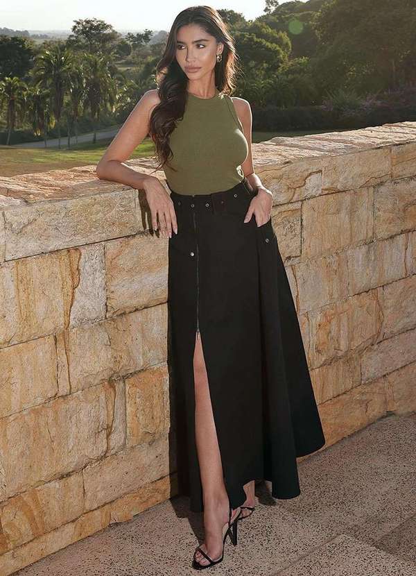 Dot Clothing - Saia Longa Dot Clothing Sarja Preto