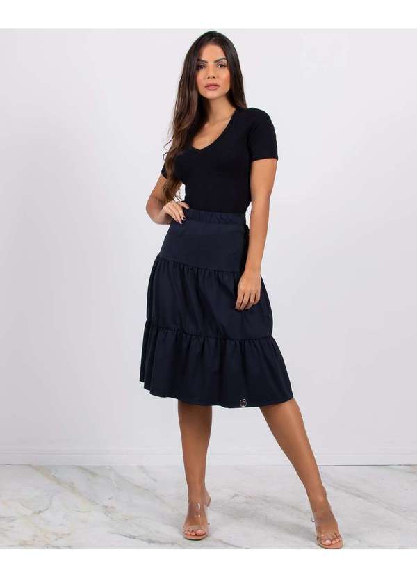 Miss Misses - Saia Miss Misses Lisa Midi Preto Preto