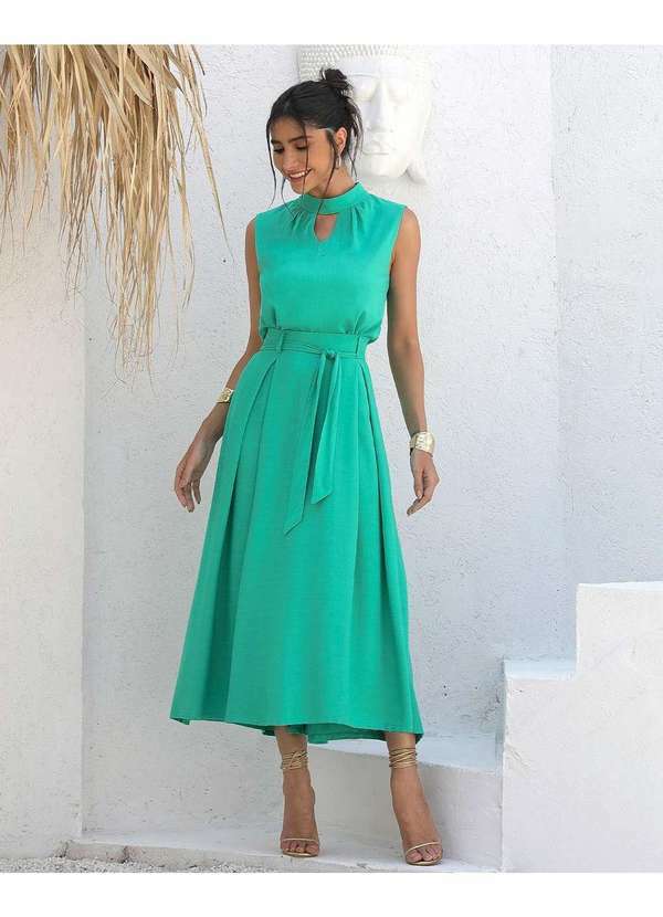 Miss Misses - Saia Miss Misses Longa com Ziper e Faixa Verde