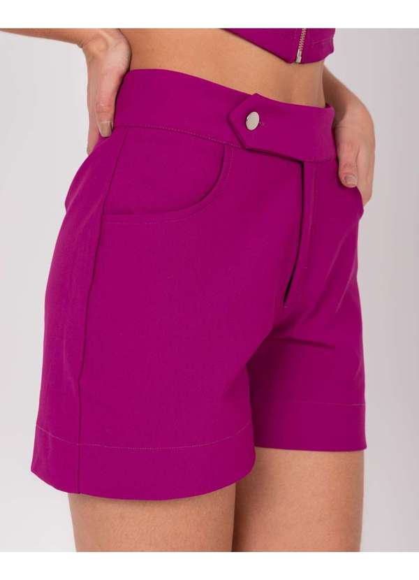 Miss Misses - Short Miss Misses com Bolso e Botao Roxo Roxo 2
